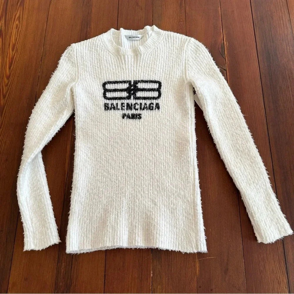 Balenciaga Logo Knitted Crewneck Top NWOT - Picture 4 of 6